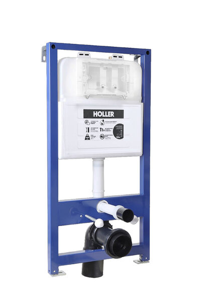 Инсталляция HOLLER MQ100 (комплект 3 в 1) + Унитаз подвесной безободковый HOLLER POINT TORNADO (3.0),белый  + Клавиша смыва HOLLER GPR, хром