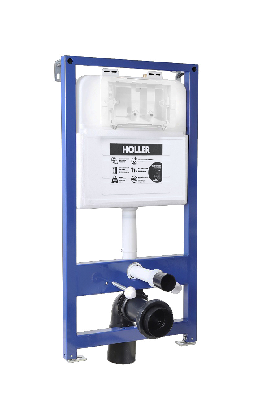 Инсталляция HOLLER MQ100 (комплект 3 в 1) + Унитаз подвесной безободковый HOLLER POINT TORNADO (3.0),белый  + Клавиша смыва HOLLER MWV, белый