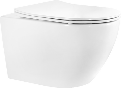 Инсталляция HOLLER MQ100 (комплект 3 в 1) + Унитаз подвесной безободковый HOLLER WALL TORNADO (3.0) , белый + Клавиша смыва HOLLER MBR, черный матовый