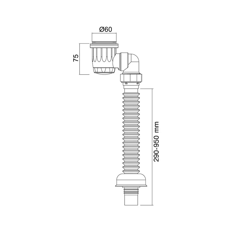 Д-6331 Сифон для раковины с выпуском (универсальный)