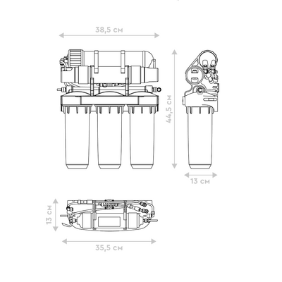 Фильтр проточный Барьер ПРОФИ Осмо 100, 5 ступеней, Лайт (в комплекте: кран, бак) Н151Р15