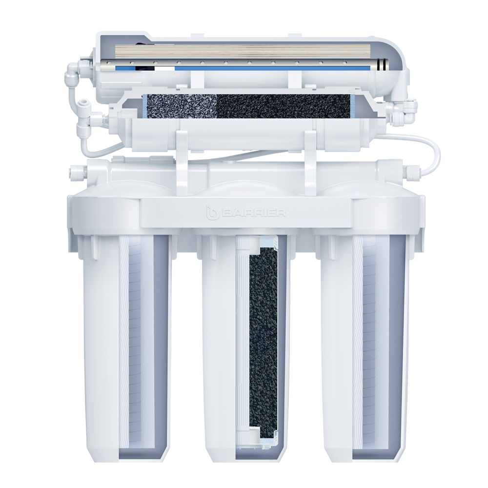 Фильтр проточный Барьер ПРОФИ Осмо 100, 5 ступеней, Лайт (в комплекте: кран, бак) Н151Р15