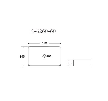 Раковина накладная HOLLER K-M6260-60BRN (610*345*110мм), коричневый матовый