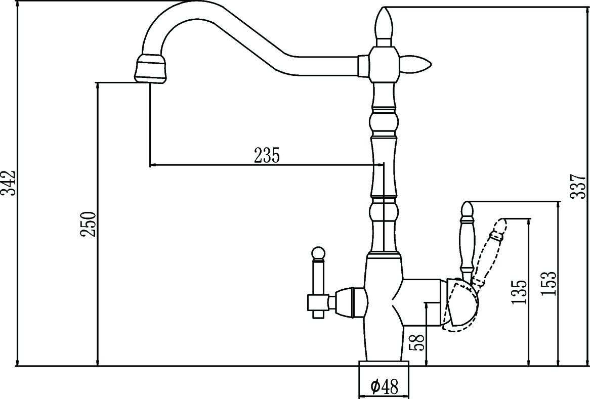 S-L1803H Смеситель Кухня под фильтр питьевой воды, на гайке, шар.d 35.Черный матовый