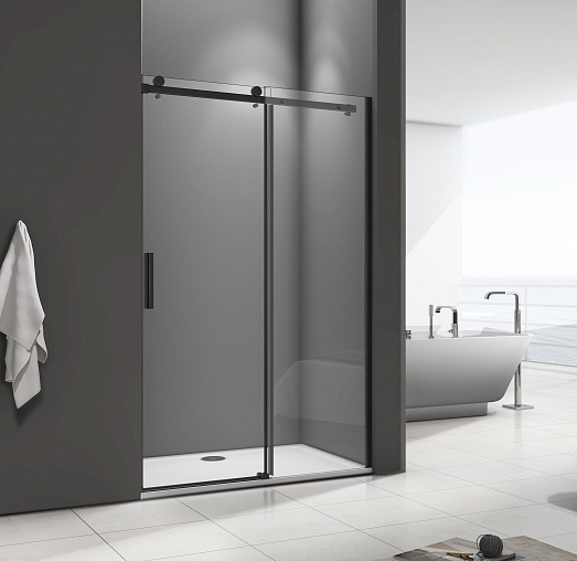 Душ.ограждение GOOD DOOR IDEA WTW-110-C-B Прямое, стекло Прозр 6мм профиль чёрн. (без поддона и автослива)