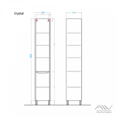 Пенал "CRYSTAL 30" Белый Правый Alavann