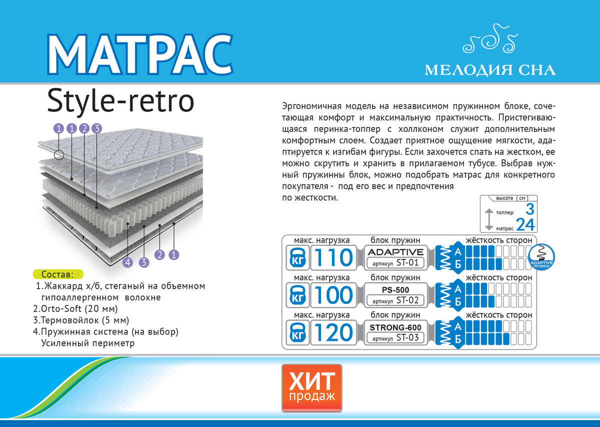 Матрац Style-retro (Strong-600) 180х200 S-скрутка