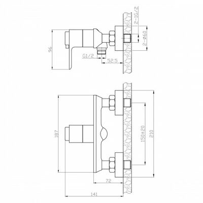 Смеситель для душа шар d35 термостатический, хром ROSSINKA RS50-41