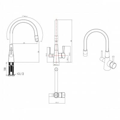 LM3075C Comfort Смеситель для кухни, с гибким изливом, с подключением к фильтру питьевой воды, хром LEMARK