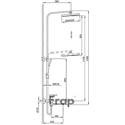 2460 Душевая система Frap d-35 излив-переключатель на лейку или верхний душ (хром)