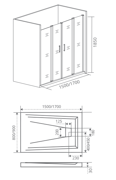 Душ.ограждение GOOD DOOR INFINITY WTW-TD-160-G-CH Прямое, стекло ГРЕЙП 6мм (без поддона и автослива)