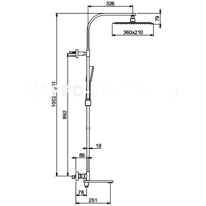 G2483-50 Душевая система GAPPO с верхним душем, смесителем (с термостатом)