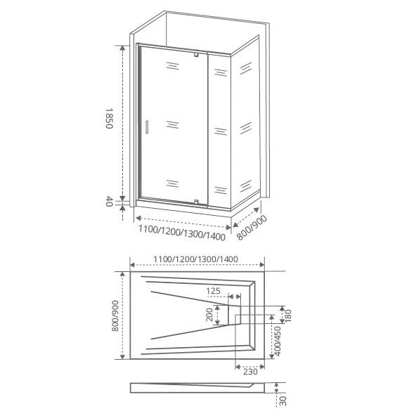 Боковая часть GOOD DOOR ORION SP- 80-G-CH стекло ГРЕЙП 