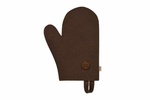 Рукавица коричневая с деревянным логотипом "Банные Штучки", войлок 100% НОВИНКА! (41421)