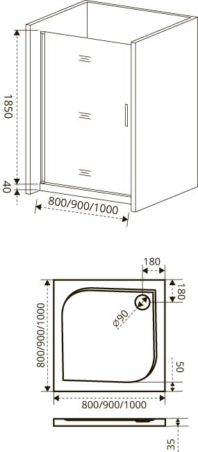 Душ.ограждение GOOD DOOR FANTASY DR- 80-С-CH Прямое, стекло прозрачн 6мм (б/поддона и автослива)