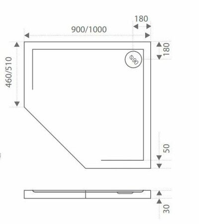 Поддон GOOD DOOR ПЕНТА мрамор 100х100 (без автослива) ГРЕЙ ЛП00049