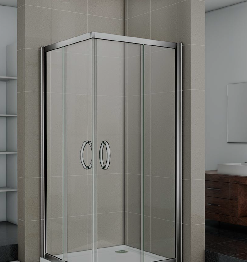 Душ.ограждение GOOD DOOR INFINITY CR-120-90-G-CH Г-образное, стекло ГРЕЙП 6мм , вход с угла, 2 откат..двери (без поддона и автослива) 