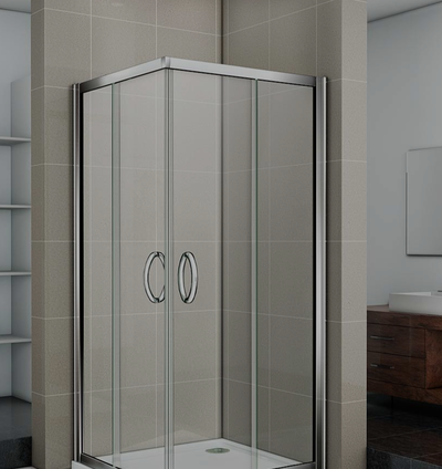 Душ.ограждение GOOD DOOR INFINITY CR-120-90-G-CH Г-образное, стекло ГРЕЙП 6мм , вход с угла, 2 откат..двери (без поддона и автослива) 