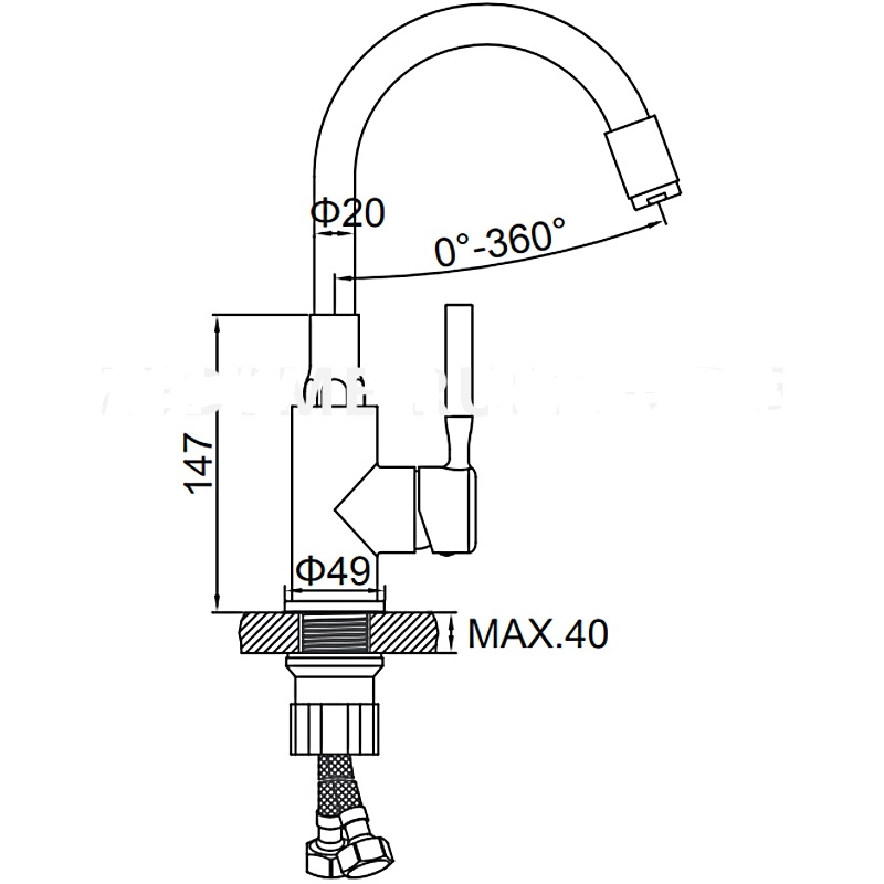 1399-9 Смеситель Тюльпан LEDEME d35 на гайке с силиконовым изливом (серый/хром)