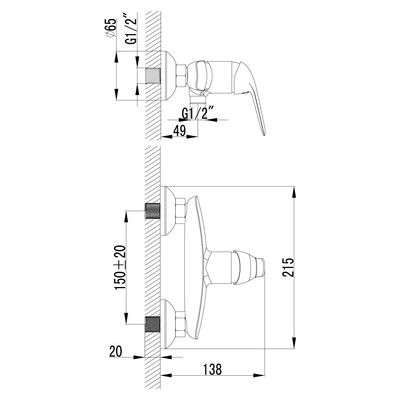 LM1203C plus Advance Смеситель для душа, хром LEMARK