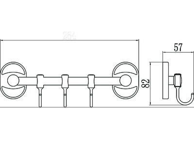 S-008203 Планка с крючками (3 крючка) Хром SAVOL