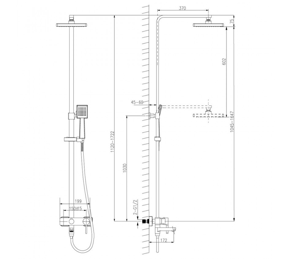 LM7004CS Tropic Смеситель для душа с верх. душ.лейкой Троп. дождь, 1-функц. лейка, пов.излив 300мм, хром LEMARK